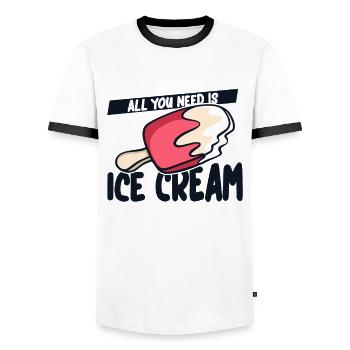 Tout ce dont vous avez besoin est une sorbetière Gelato Lover Ice - T-shirt contrasté Homme - blanc/noir - Devant - AI Model Female 172 light (172cm) & AI Model Male 178 dark (178cm)