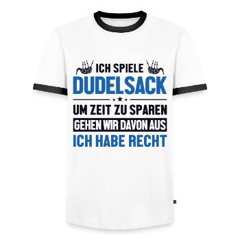 Dudelsackspieler hat immer Recht Blowpipe Player - T-shirt contrasté Homme - blanc/noir - Devant - AI Model Female 172 light (172cm) & AI Model Male 178 dark (178cm)