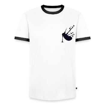 Cornemuse Logo Emblème Leçons de cornemuse Sarbacane - T-shirt contrasté Homme - blanc/noir - Devant - AI Model Female 172 light (172cm) & AI Model Male 178 dark (178cm)