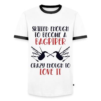 Assez habile pour devenir une sarbacane de cornemuse - T-shirt contrasté Homme - blanc/noir - Devant - AI Model Female 172 light (172cm) & AI Model Male 178 dark (178cm)