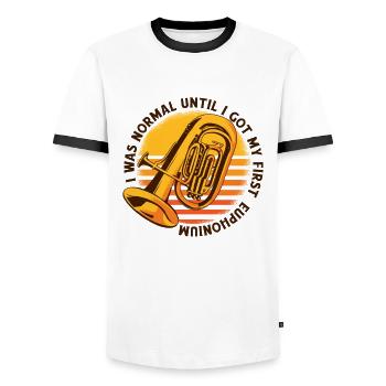 Ich war normal, bis ich mein erstes Euphonium bekam - Männer Kontrast-T-Shirt - Weiß/Schwarz - Vorne - AI Model Female 172 light (172cm) & AI Model Male 178 dark (178cm)
