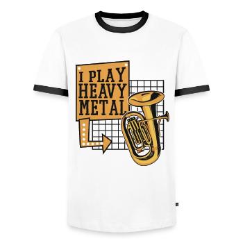 Je joue du heavy metal Euphoniste Euphoniste Joueur - T-shirt contrasté Homme - blanc/noir - Devant - AI Model Female 172 light (172cm) & AI Model Male 178 dark (178cm)
