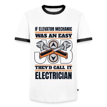 Einfacher Job, würden sie es Elektrikerreparatur nennen - Männer Kontrast-T-Shirt - Weiß/Schwarz - Vorne - AI Model Female 172 light (172cm) & AI Model Male 178 dark (178cm)