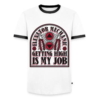 Elevator Mechanic Getting High Is My Job Elevator - Men's Ringer Shirt - white/black - Front - AI Model Female 172 light (172cm) & AI Model Male 178 dark (178cm)
