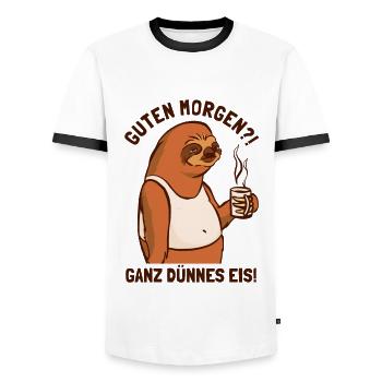Guten Morgen Ganz Dünnes Eis Pilosa Folivora - Men's Ringer Shirt - white/black - Front - AI Model Female 172 light (172cm) & AI Model Male 178 dark (178cm)