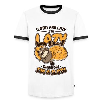 Sloths Are Lazy I'm Lazy Therfore I'm A Sloth - Men's Ringer Shirt - white/black - Front - AI Model Female 172 light (172cm) & AI Model Male 178 dark (178cm)