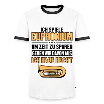 Euphoniumspieler hat immer Recht Euphonist Player - T-shirt contrasté Homme - blanc/noir - Devant - AI Model Female 172 light (172cm) & AI Model Male 178 dark (178cm)