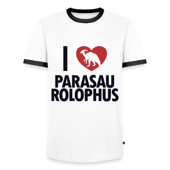 I love Parasaurolophus Dinosaur Lover - Men's Ringer Shirt - white/black - Front - AI Model Female 172 light (172cm) & AI Model Male 178 dark (178cm)