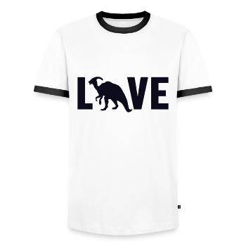 Parasaurolophus Love Dinosaur Hadrosauridae - Men's Ringer Shirt - white/black - Front - AI Model Female 172 light (172cm) & AI Model Male 178 dark (178cm)