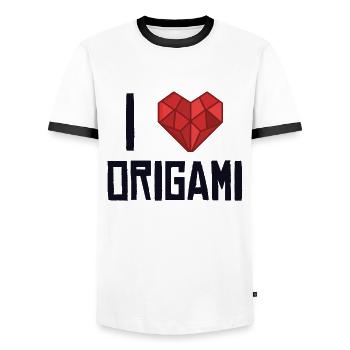 Ich liebe Origami Papierkranich Falten Eule Meister - Männer Kontrast-T-Shirt - Weiß/Schwarz - Vorne - AI Model Female 172 light (172cm) & AI Model Male 178 dark (178cm)