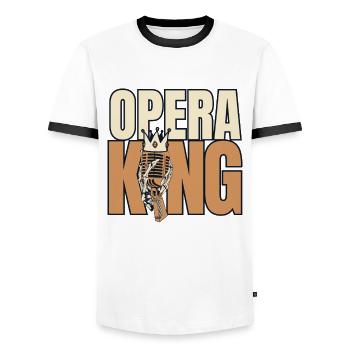 Opera King Opera House Tenor Singer Vocalist - Men's Ringer Shirt - white/black - Front - AI Model Female 172 light (172cm) & AI Model Male 178 dark (178cm)