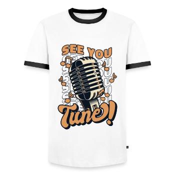 See You Tune Opéra House Chanteur Ténor Chanteur - T-shirt contrasté Homme - blanc/noir - Devant - AI Model Female 172 light (172cm) & AI Model Male 178 dark (178cm)