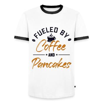 Alimenté par le café et les crêpes Recettes Flapjack - T-shirt contrasté Homme - blanc/noir - Devant - AI Model Female 172 light (172cm) & AI Model Male 178 dark (178cm)