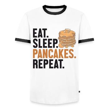 Manger des crêpes pour dormir Répéter les recettes Griddlecake - T-shirt contrasté Homme - blanc/noir - Devant - AI Model Female 172 light (172cm) & AI Model Male 178 dark (178cm)