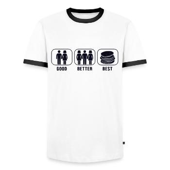 Bon Meilleur Meilleures Recettes de Crêpes Flapjack - T-shirt contrasté Homme - blanc/noir - Devant - AI Model Female 172 light (172cm) & AI Model Male 178 dark (178cm)