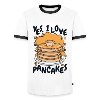 j’aime les recettes de crêpes Griddlecake Lover - T-shirt contrasté Homme - blanc/noir - Devant - AI Model Female 172 light (172cm) & AI Model Male 178 dark (178cm)