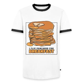 Je retourne les crêpes pour les recettes de petit-déjeuner Flapjack - T-shirt contrasté Homme - blanc/noir - Devant - AI Model Female 172 light (172cm) & AI Model Male 178 dark (178cm)