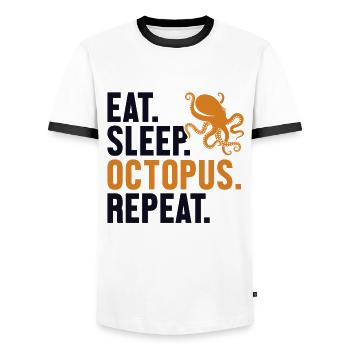 Eat Sleep Octopus Repeat Octopoda Cephalopoda - Men's Ringer Shirt - white/black - Front - AI Model Female 172 light (172cm) & AI Model Male 178 dark (178cm)