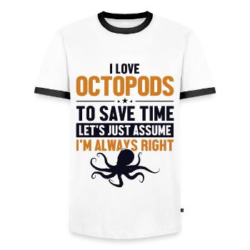 Octopods Lover Nehmen wir an, ich habe recht, Octopoda - Männer Kontrast-T-Shirt - Weiß/Schwarz - Vorne - AI Model Female 172 light (172cm) & AI Model Male 178 dark (178cm)