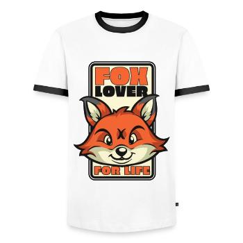 Renard Amoureux Pour La Vie Caninae Renard Rouge Canidés Renard - T-shirt contrasté Homme - blanc/noir - Devant - AI Model Female 172 light (172cm) & AI Model Male 178 dark (178cm)