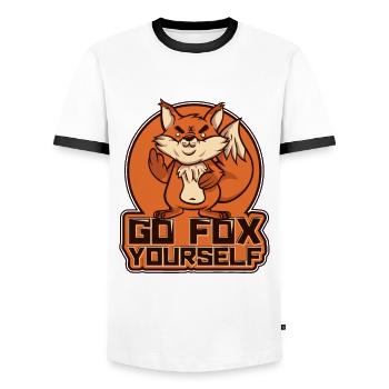 Go Fox Yourself Canidae Caninae Renard roux Fox Lover - T-shirt contrasté Homme - blanc/noir - Devant - AI Model Female 172 light (172cm) & AI Model Male 178 dark (178cm)