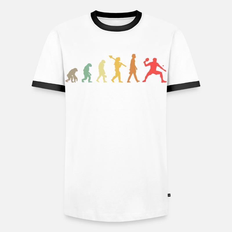 Evolution Ping Pong - Männer Kontrast-T-Shirt - Weiß/Schwarz