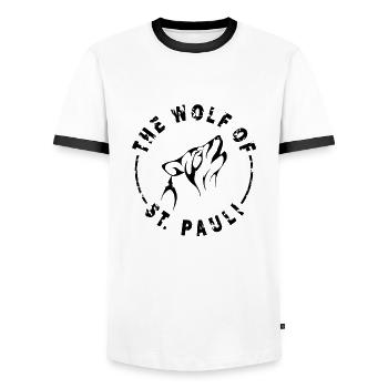 St. Pauli Hamburg - Männer Kontrast-T-Shirt - Weiß/Schwarz - Vorne - AI Model Female 172 light (172cm) & AI Model Male 178 dark (178cm)