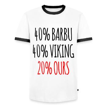 40% Barbu 40% Viking 20% Ours Cadeau Homme - T-shirt contrasté Homme - blanc/noir - Devant - AI Model Female 172 light (172cm) & AI Model Male 178 dark (178cm)