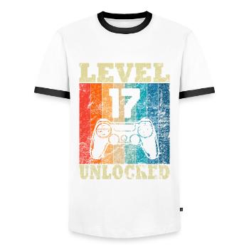 Happy Birthday - 17th birthday for gamers - Men's Ringer Shirt - white/black - Front - AI Model Female 172 light (172cm) & AI Model Male 178 dark (178cm)