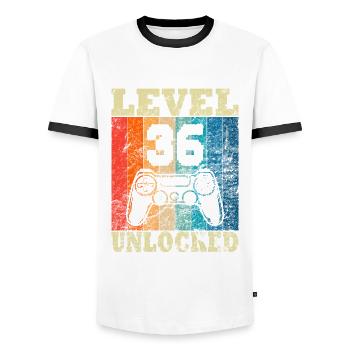 Happy Birthday - 36th birthday for gamers - Men's Ringer Shirt - white/black - Front - AI Model Female 172 light (172cm) & AI Model Male 178 dark (178cm)