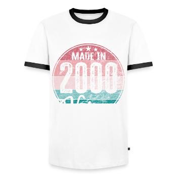 Vintage Fabriqué en 2000 Année de naissance 2000 Anniversaire - T-shirt contrasté Homme - blanc/noir - Devant - AI Model Female 172 light (172cm) & AI Model Male 178 dark (178cm)