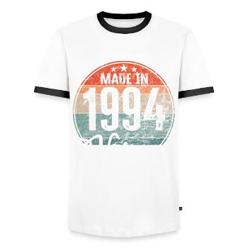 Vintage Made in 1994 Geburtsjahr 1994 Geburtstag - Männer Kontrast-T-Shirt - Weiß/Schwarz - Vorne - AI Model Female 172 light (172cm) & AI Model Male 178 dark (178cm)