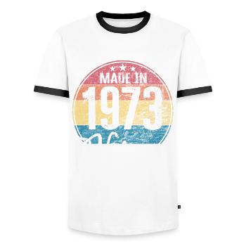 Vintage Made in 1973 Geburtsjahr 1973 Geburtstag - Männer Kontrast-T-Shirt - Weiß/Schwarz - Vorne - AI Model Female 172 light (172cm) & AI Model Male 178 dark (178cm)