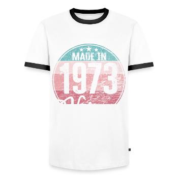 Vintage Made in 1973 Geburtsjahr 1973 Geburtstag - Männer Kontrast-T-Shirt - Weiß/Schwarz - Vorne - AI Model Female 172 light (172cm) & AI Model Male 178 dark (178cm)
