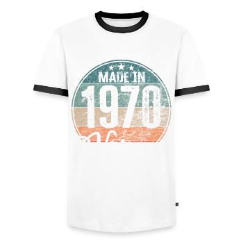 Vintage Made in 1970 Geburtsjahr 1970 Geburtstag - Männer Kontrast-T-Shirt - Weiß/Schwarz - Vorne - AI Model Female 172 light (172cm) & AI Model Male 178 dark (178cm)