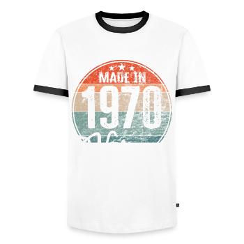 Vintage Made in 1970 Geburtsjahr 1970 Geburtstag - Männer Kontrast-T-Shirt - Weiß/Schwarz - Vorne - AI Model Female 172 light (172cm) & AI Model Male 178 dark (178cm)