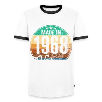 Vintage Fabriqué en 1968 Année de naissance 1968 Anniversaire - T-shirt contrasté Homme - blanc/noir - Devant - AI Model Female 172 light (172cm) & AI Model Male 178 dark (178cm)