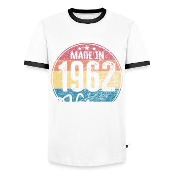Vintage Made in 1962 Geburtsjahr 1962 Geburtstag - Männer Kontrast-T-Shirt - Weiß/Schwarz - Vorne - AI Model Female 172 light (172cm) & AI Model Male 178 dark (178cm)