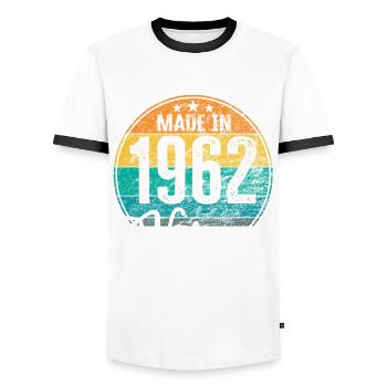 Vintage Made in 1962 Geburtsjahr 1962 Geburtstag - Männer Kontrast-T-Shirt - Weiß/Schwarz - Vorne - AI Model Female 172 light (172cm) & AI Model Male 178 dark (178cm)