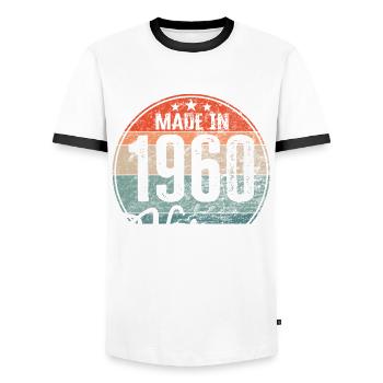 Vintage Made in 1960 Geburtsjahr 1960 Geburtstag - Männer Kontrast-T-Shirt - Weiß/Schwarz - Vorne - AI Model Female 172 light (172cm) & AI Model Male 178 dark (178cm)