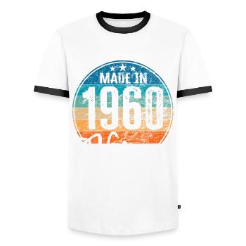 Vintage Made in 1960 Geburtsjahr 1960 Geburtstag - Männer Kontrast-T-Shirt - Weiß/Schwarz - Vorne - AI Model Female 172 light (172cm) & AI Model Male 178 dark (178cm)