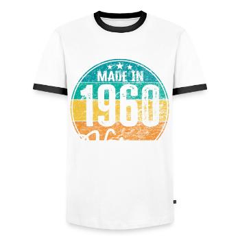 Vintage Made in 1960 Geburtsjahr 1960 Geburtstag - Männer Kontrast-T-Shirt - Weiß/Schwarz - Vorne - AI Model Female 172 light (172cm) & AI Model Male 178 dark (178cm)