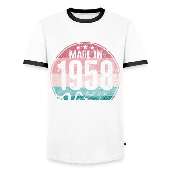 Vintage Made in 1958 Geburtsjahr 1958 Geburtstag - Männer Kontrast-T-Shirt - Weiß/Schwarz - Vorne - AI Model Female 172 light (172cm) & AI Model Male 178 dark (178cm)