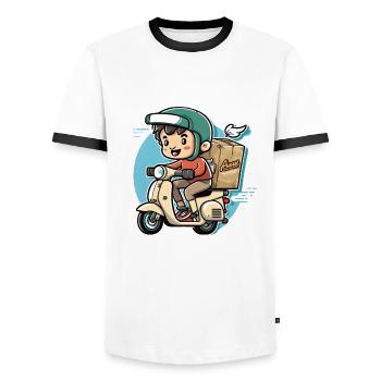 Livraison rapide - T-shirt contrasté Homme - blanc/noir - Devant - AI Model Female 172 light (172cm) & AI Model Male 178 dark (178cm)