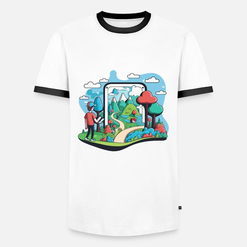 Augmented-Reality-Erkundung - Männer Kontrast-T-Shirt - Weiß/Schwarz