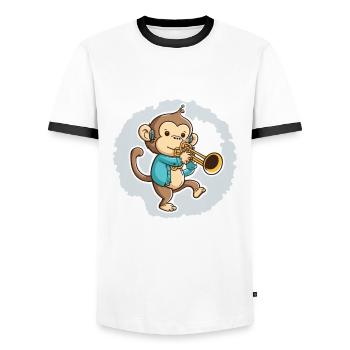 Jazziger Affe - Männer Kontrast-T-Shirt - Weiß/Schwarz - Vorne - AI Model Female 172 light (172cm) & AI Model Male 178 dark (178cm)