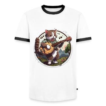 Melodic Cat - Men's Ringer Shirt - white/black - Front - AI Model Female 172 light (172cm) & AI Model Male 178 dark (178cm)