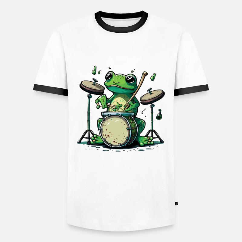 Rhythmic Frog - Men's Ringer Shirt - white/black