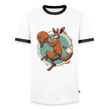 Hoops Star Kangourou - T-shirt contrasté Homme - blanc/noir - Devant - AI Model Female 172 light (172cm) & AI Model Male 178 dark (178cm)