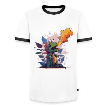 Fire Breather - Men's Ringer Shirt - white/black - Front - AI Model Female 172 light (172cm) & AI Model Male 178 dark (178cm)